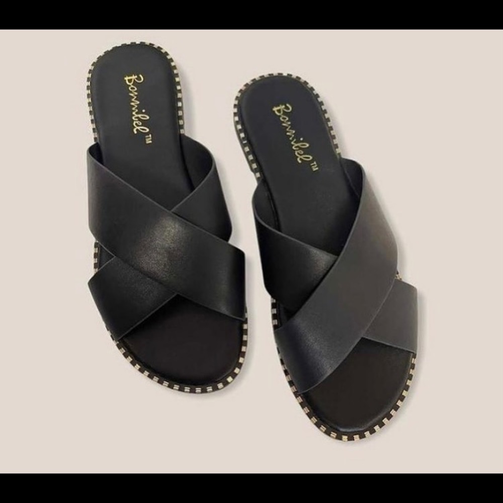 Black cross sandals